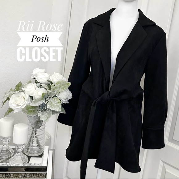 NWT Love Token Front Tie Faux Suede Jacket Blazer - Picture 2 of 4